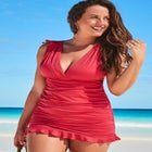 Adjustable Ruched Swimdress image number null