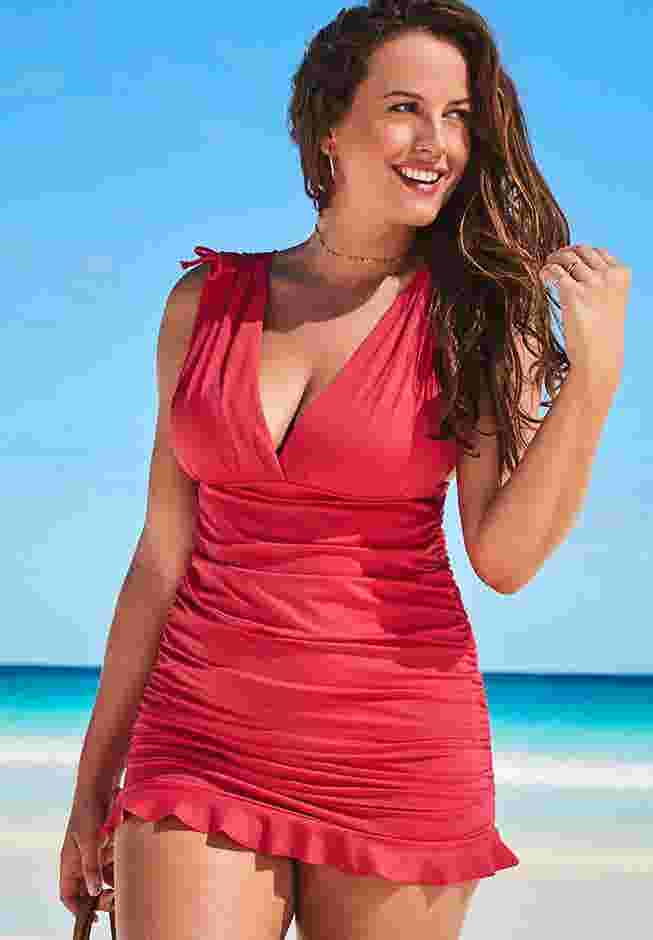 Adjustable Ruched Swimdress image number 0