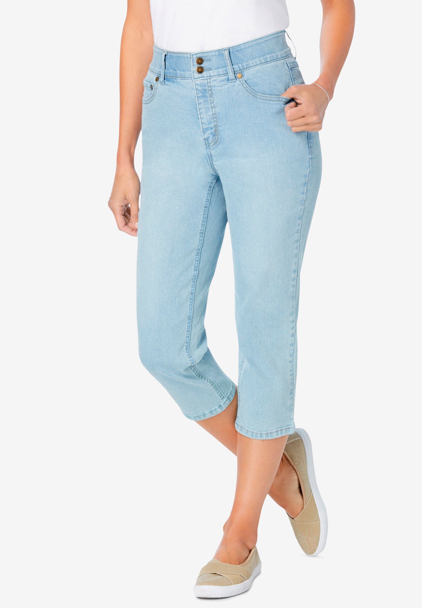Secret Solutions&trade; Tummy Smoothing Denim Jean Capri image number 0