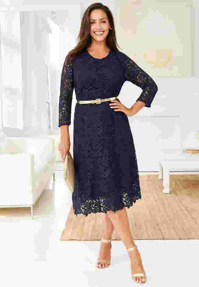 Lace Fit & Flare Dress image number 3