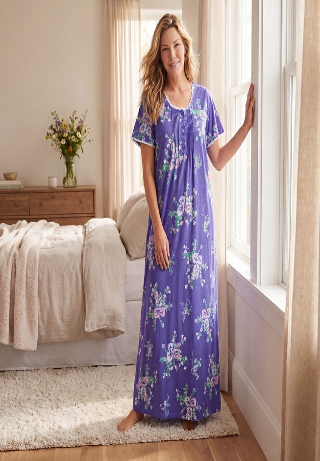 Long Pintuck Knit Gown image number 5