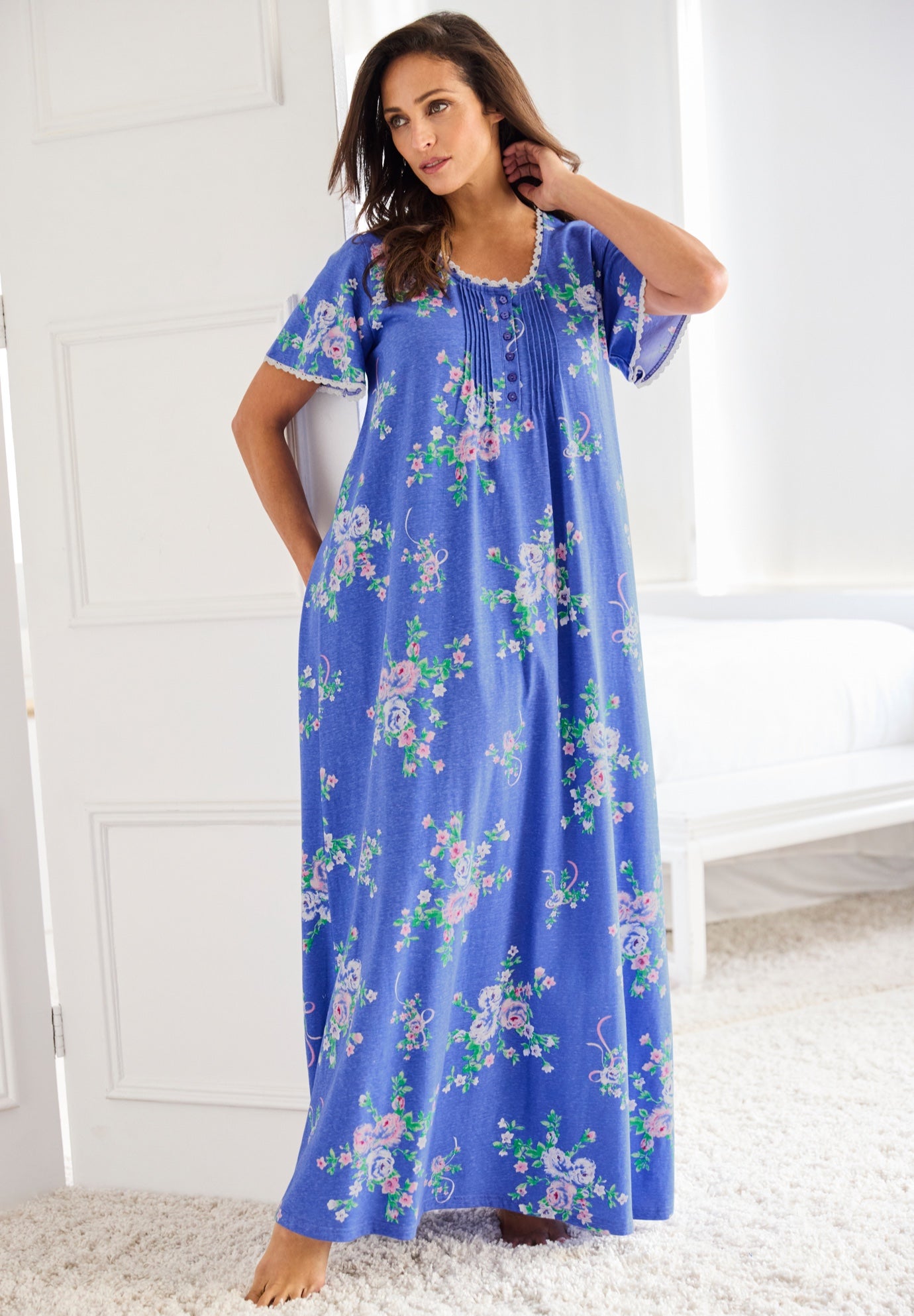 Long Pintuck Knit Gown image number 0
