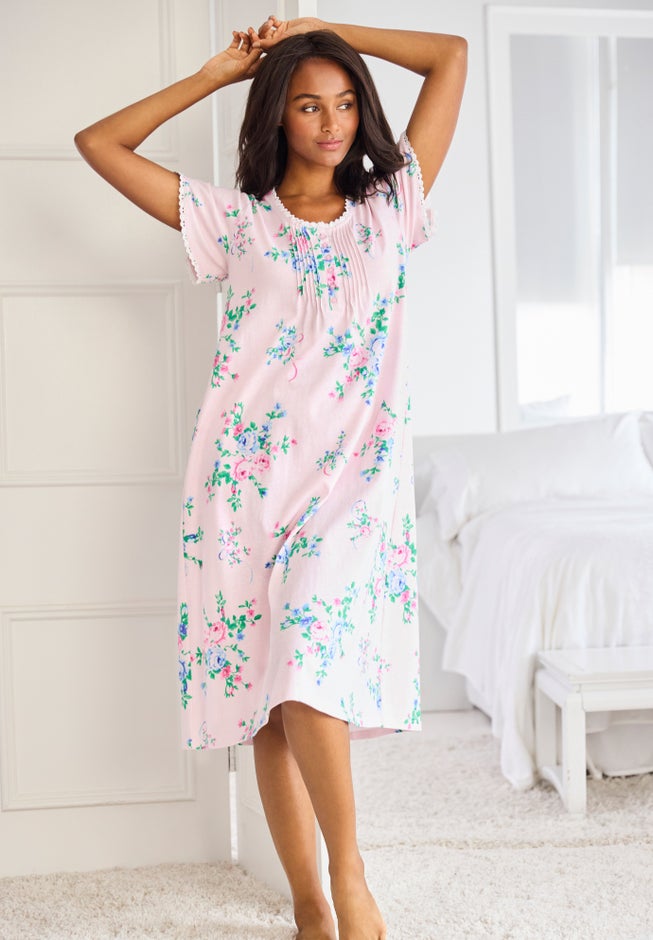 Short Pintuck Knit Gown image number 4