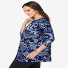 Stretch Knit Keyhole Swing Tunic image number null