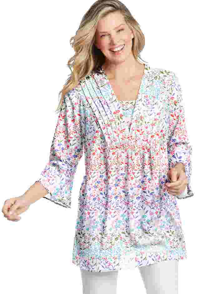 Bell-Sleeve V-Neck Tunic image number 4