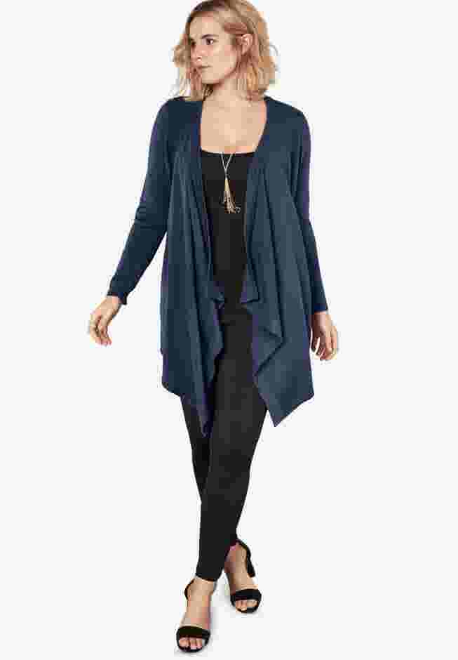 Plus Size Lightweight Handkerchief Hem Cardigan Sweater image number 0