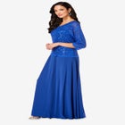 Plus Size Sparkle Lace Popover A-Line Gown with 3/4 Sleeves image number null