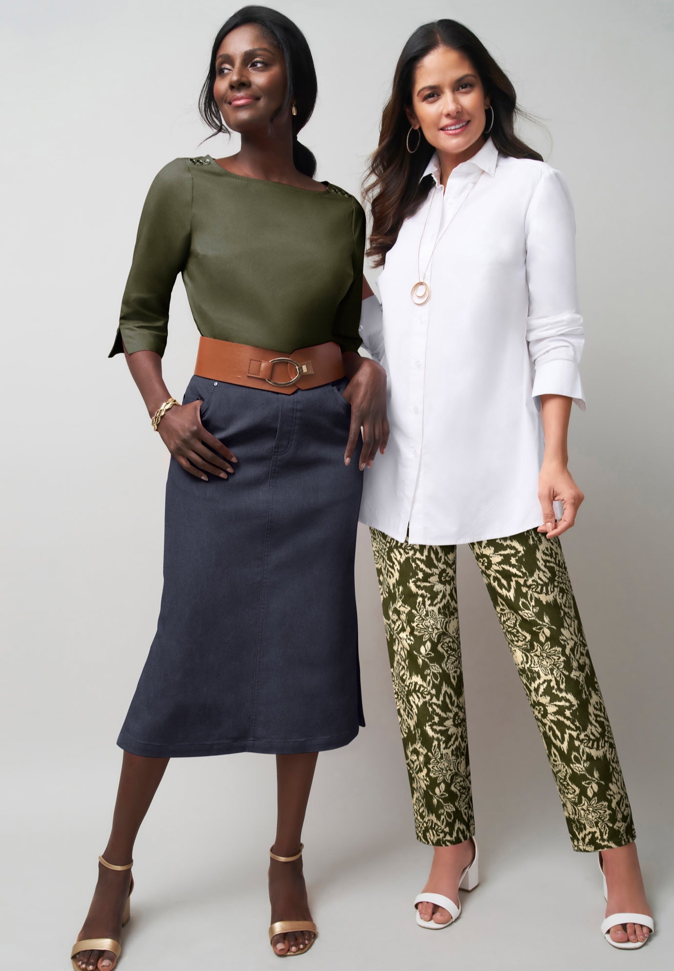 Comfort Waist Stretch Denim Midi Skirt image number 3