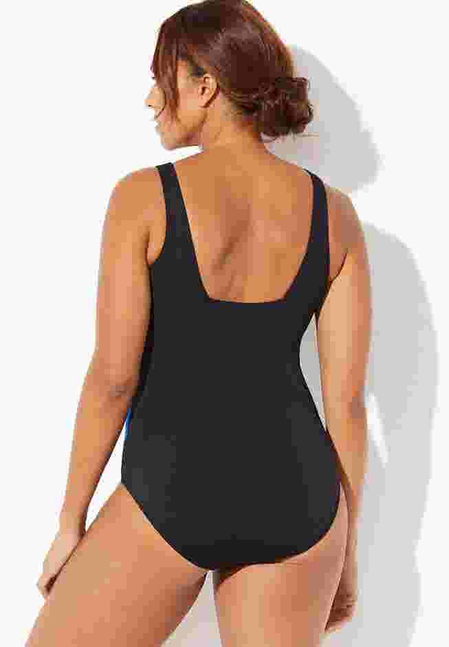 Chlorine Resistant Square Neck Tummy Control One Piece Swimsuit image number 1