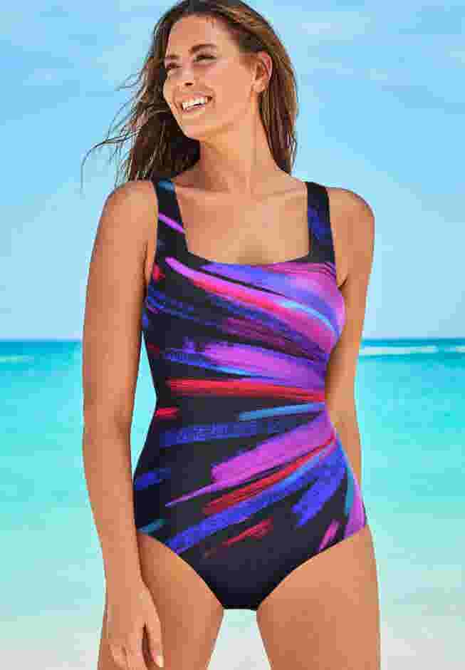 Chlorine Resistant Square Neck Tummy Control One Piece Swimsuit image number 0