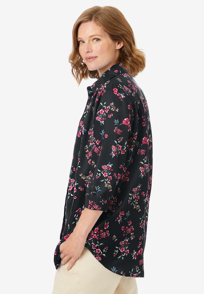 No Iron Three-Quarter Sleeve Peachskin Shirt image number 2