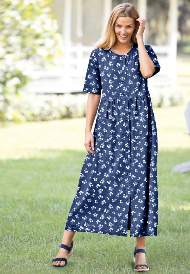 Short-Sleeve Denim Dress image number 3