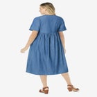 Short-Sleeve Denim Dress image number null