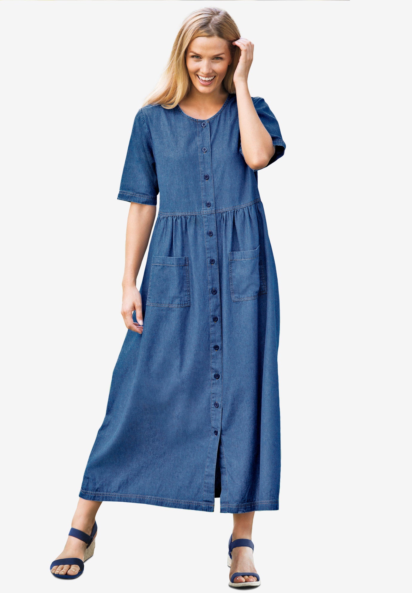 Short-Sleeve Denim Dress image number 0