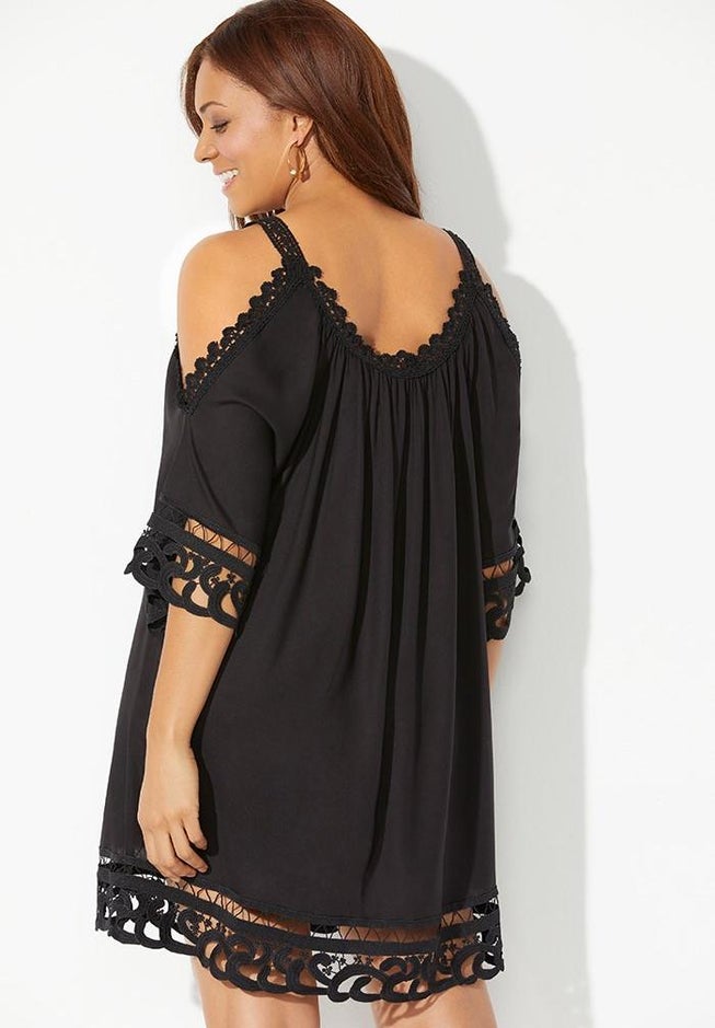 Vera Crochet Cold Shoulder Cover Up Dress image number 1