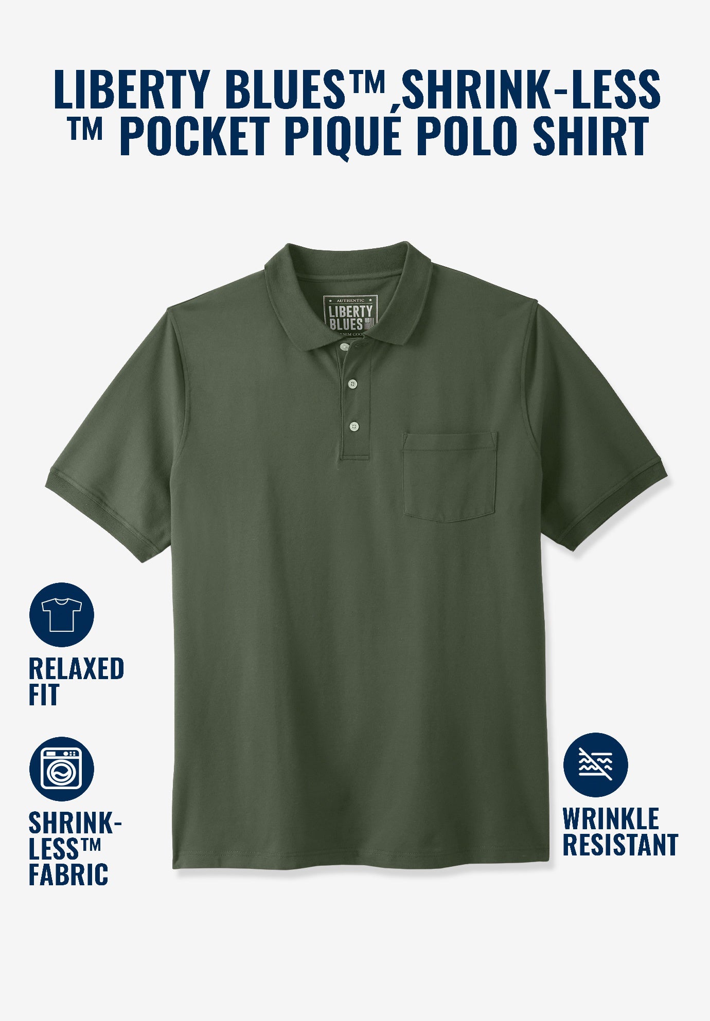 Shrink-Less&trade; Pocket Piqu&eacute; Polo image number 1