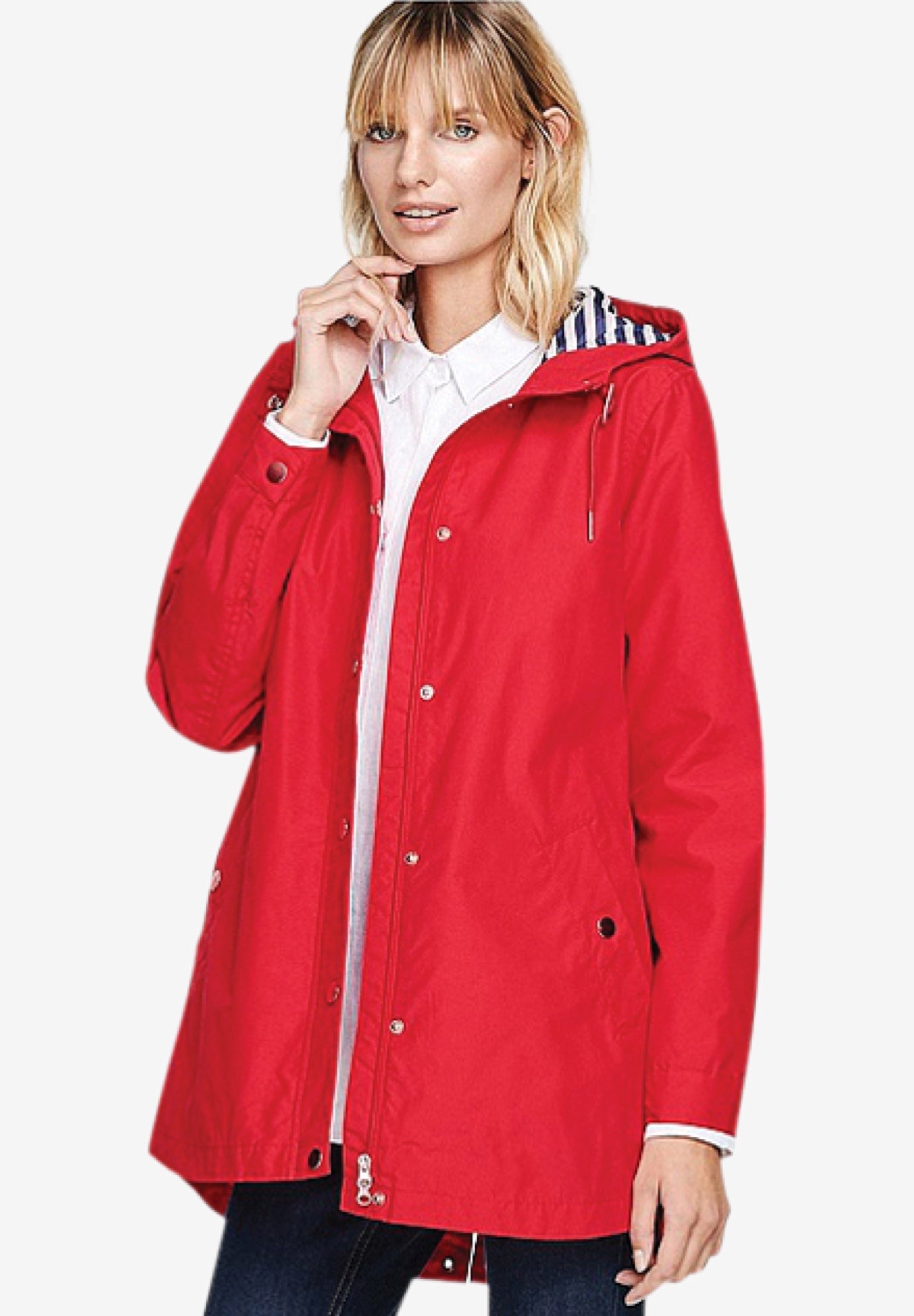 Water-Resistant A-Line Snap-Front Hooded Raincoat image number 0