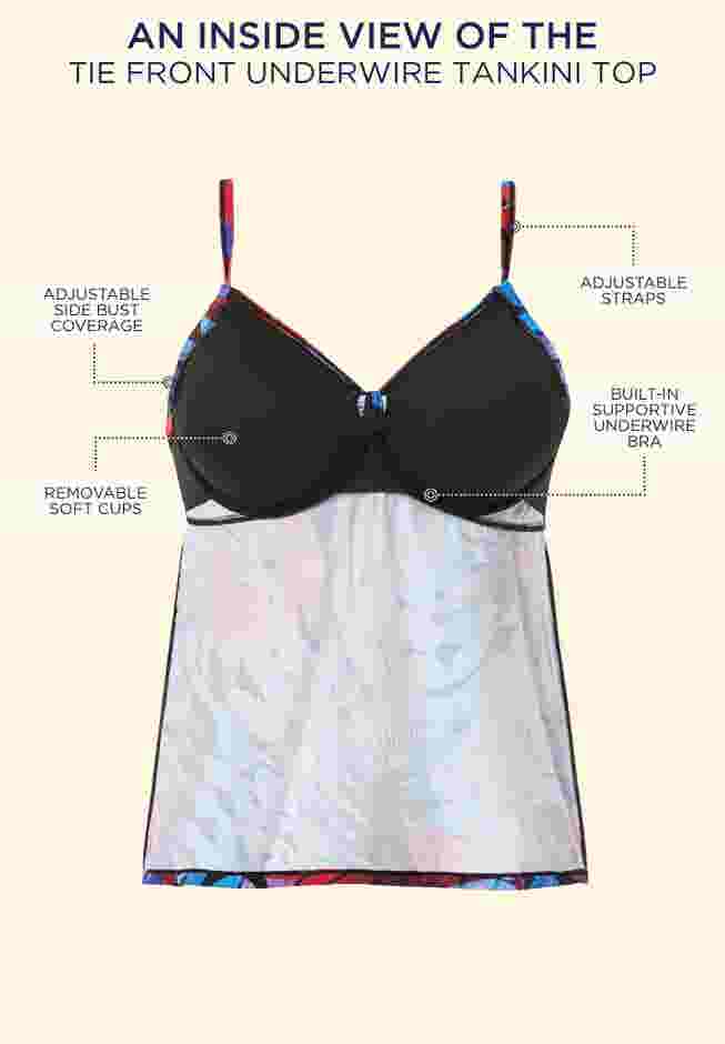 Tie Front Underwire Tankini Top
