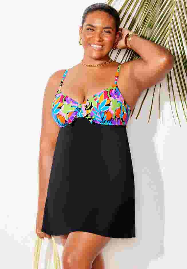 Tie Front Underwire Swimdress image number 0