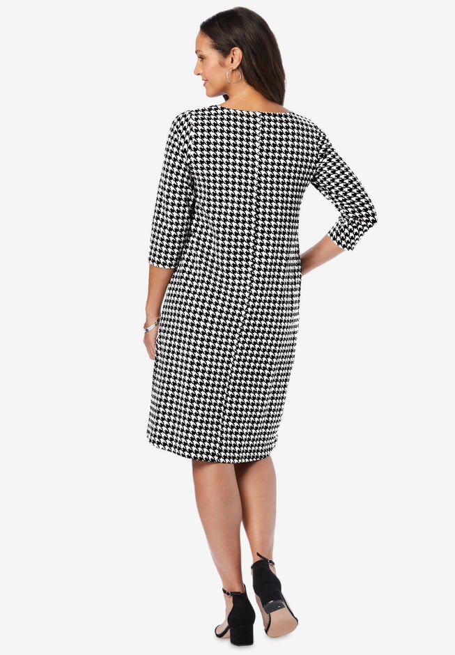 Stretch Cotton Boatneck Shift Dress image number 2