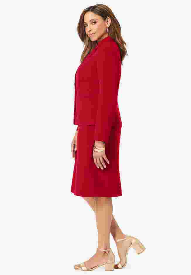 2-Piece Stretch Crepe Single-Breasted Jacket Dress image number 4