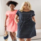 Knit Drawstring Dress image number null