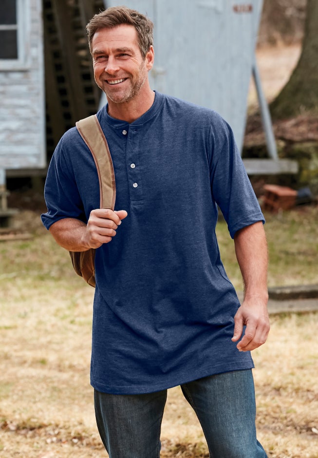 Heavyweight Longer-Length Short-Sleeve Henley Shirt image number 2