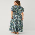 Stretch Knit Fit And Flare Elbow-Length Sleeve Tie-Back Maxi Dress image number 1
