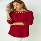 Stretch Cotton Lattice Boatneck Tunic image number 0