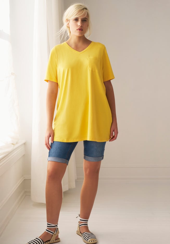 Mid-Rise Stretch Denim Bermuda Shorts image number 5