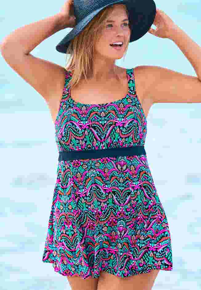 Empire-Waist Swim Dress  image number 0
