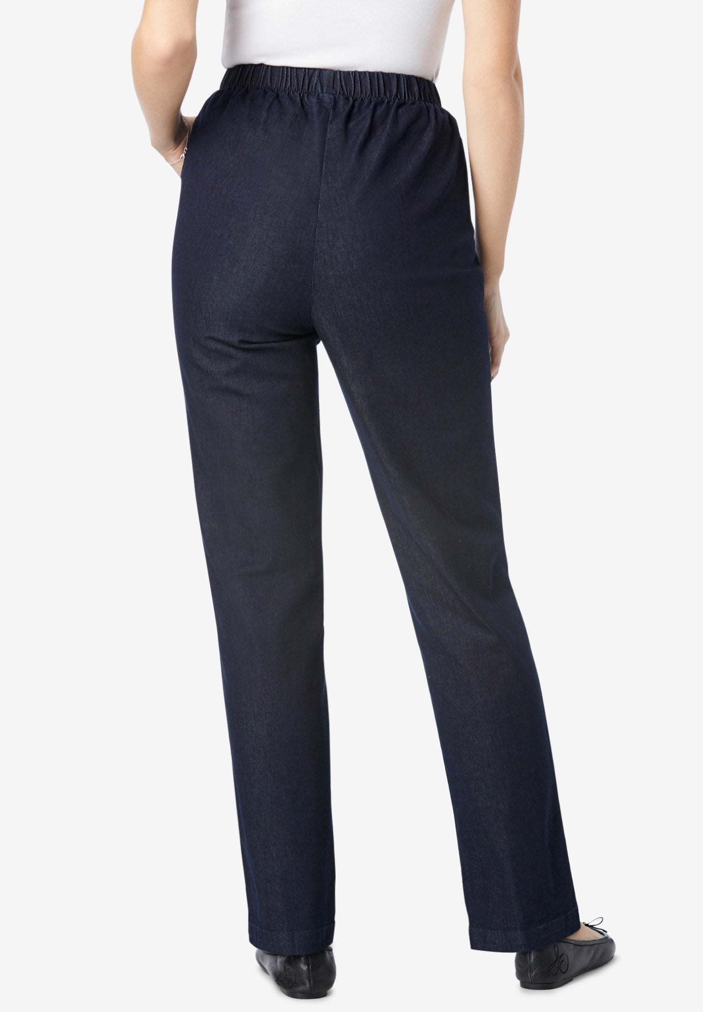 Straight Leg Fineline Pull-On Stretch Denim Jeans image number 1