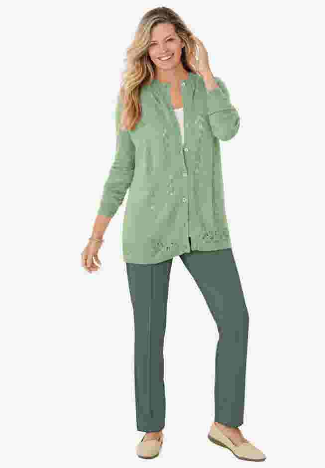 Womens Plus-Size Soft Knit Hassle-Free Pull-On Elastic-Waist Pants image number 3