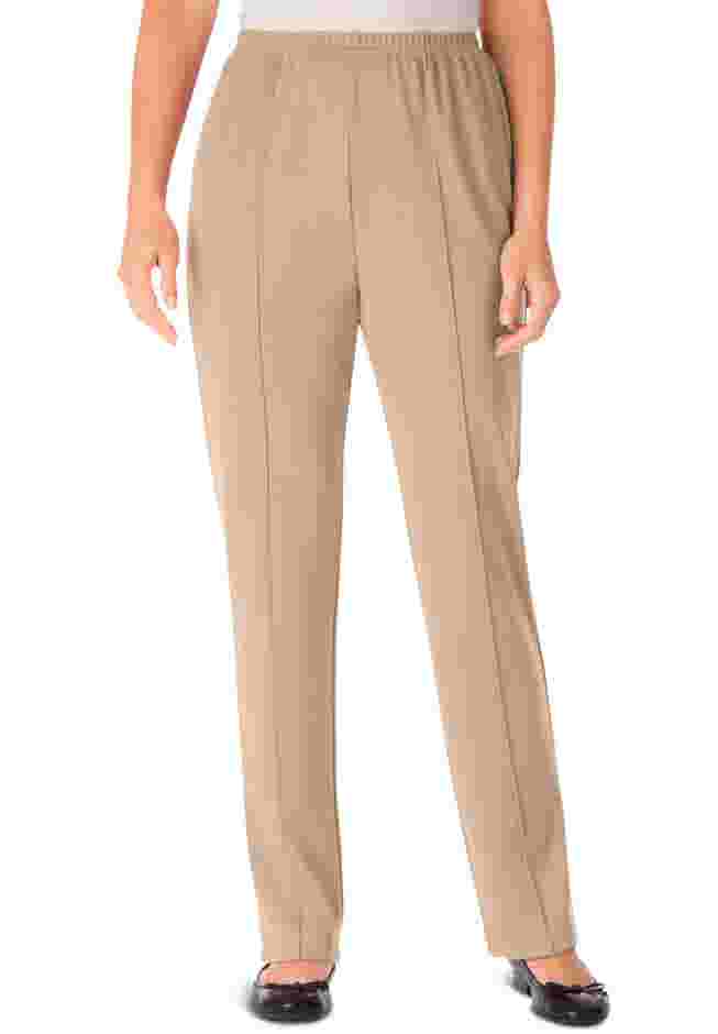 Womens Plus-Size Soft Knit Hassle-Free Pull-On Elastic-Waist Pants image number 4