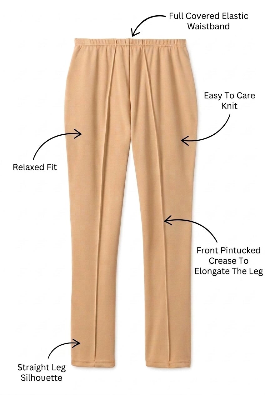Knit Hassle-Free Pull-On Elastic-Waist Pants image number 3