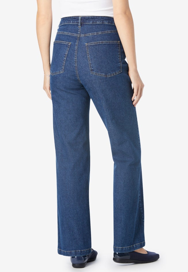 Stretch Denim Wide-Leg Five-Pocket Jeans image number 1
