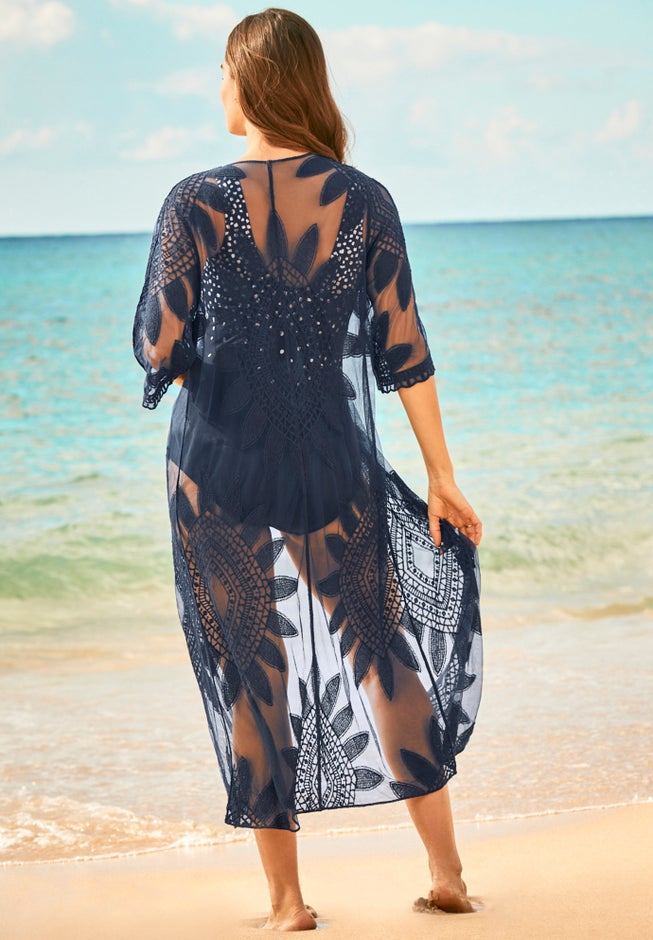 Open-Front Embroidered Cover Up image number 1