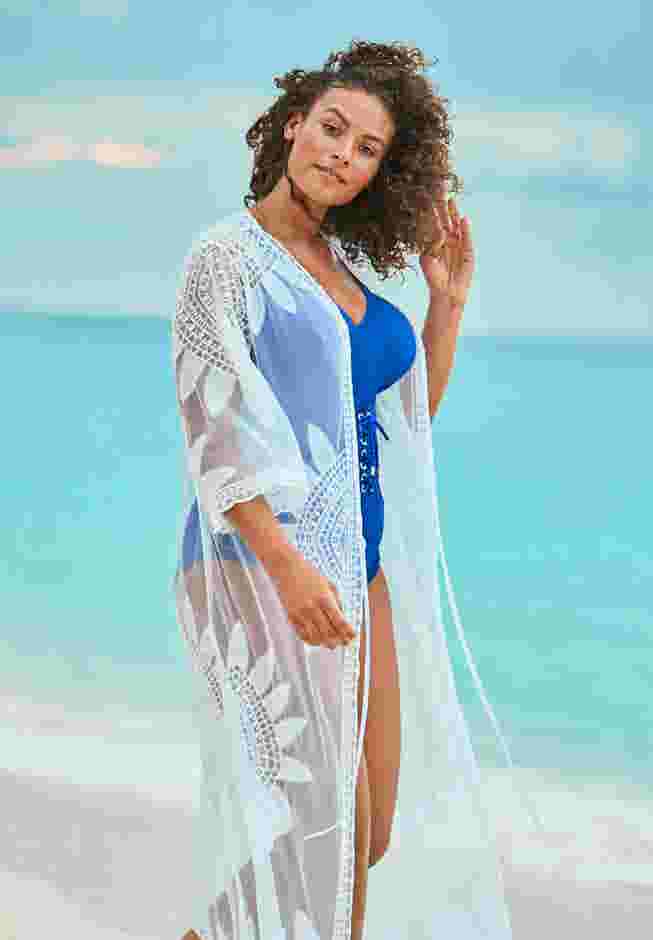 Open-Front Embroidered Cover Up  image number 2