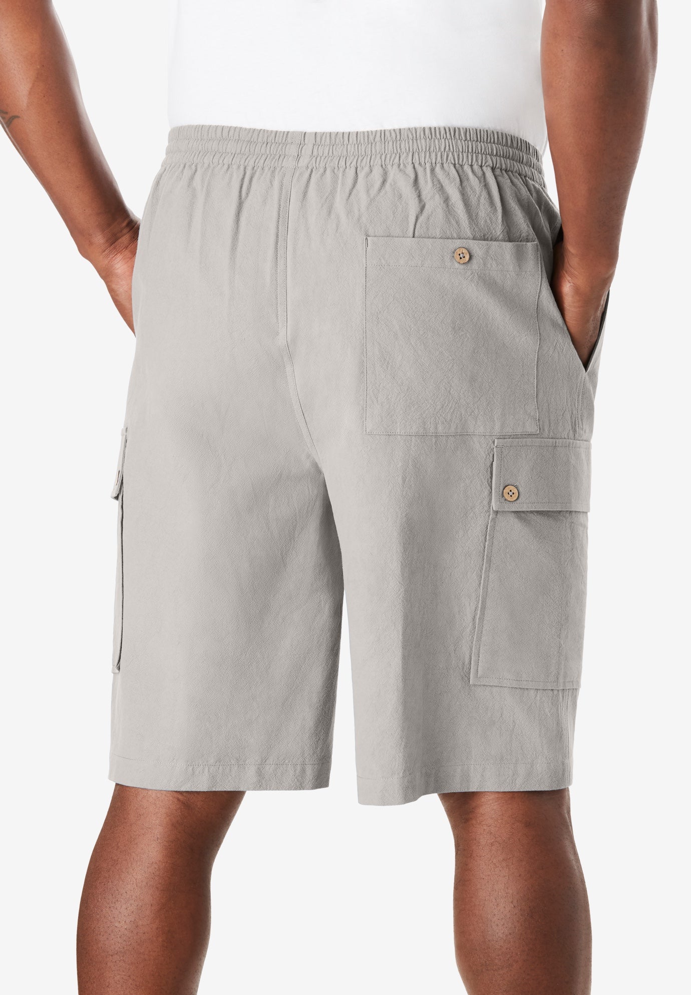 Full Elastic Waist Gauze Cargo Shorts image number 2