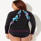 Chlorine Resistant Zip Front Long Sleeve Swim Shirt Rash Guard image number null