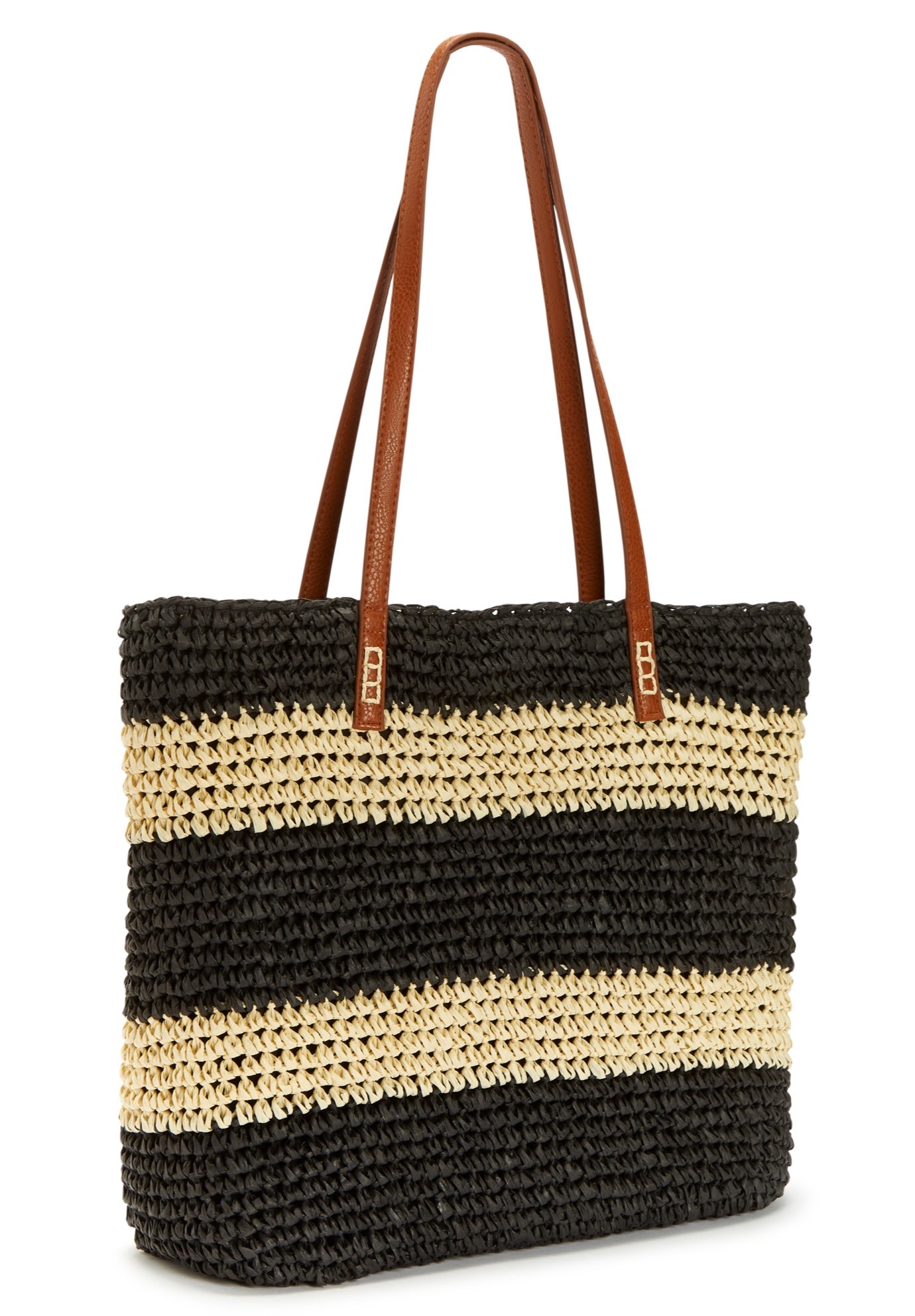 Color Block Straw Tote image number 0