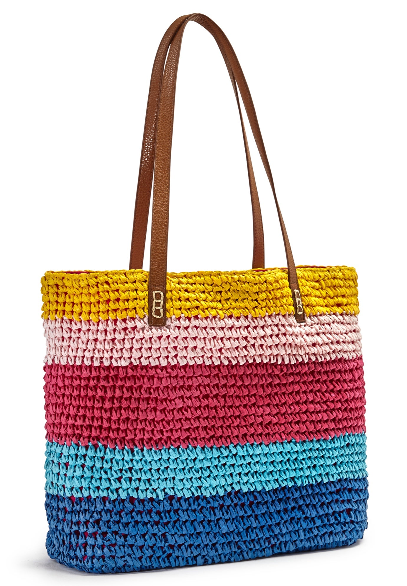 Color Block Straw Tote image number 0