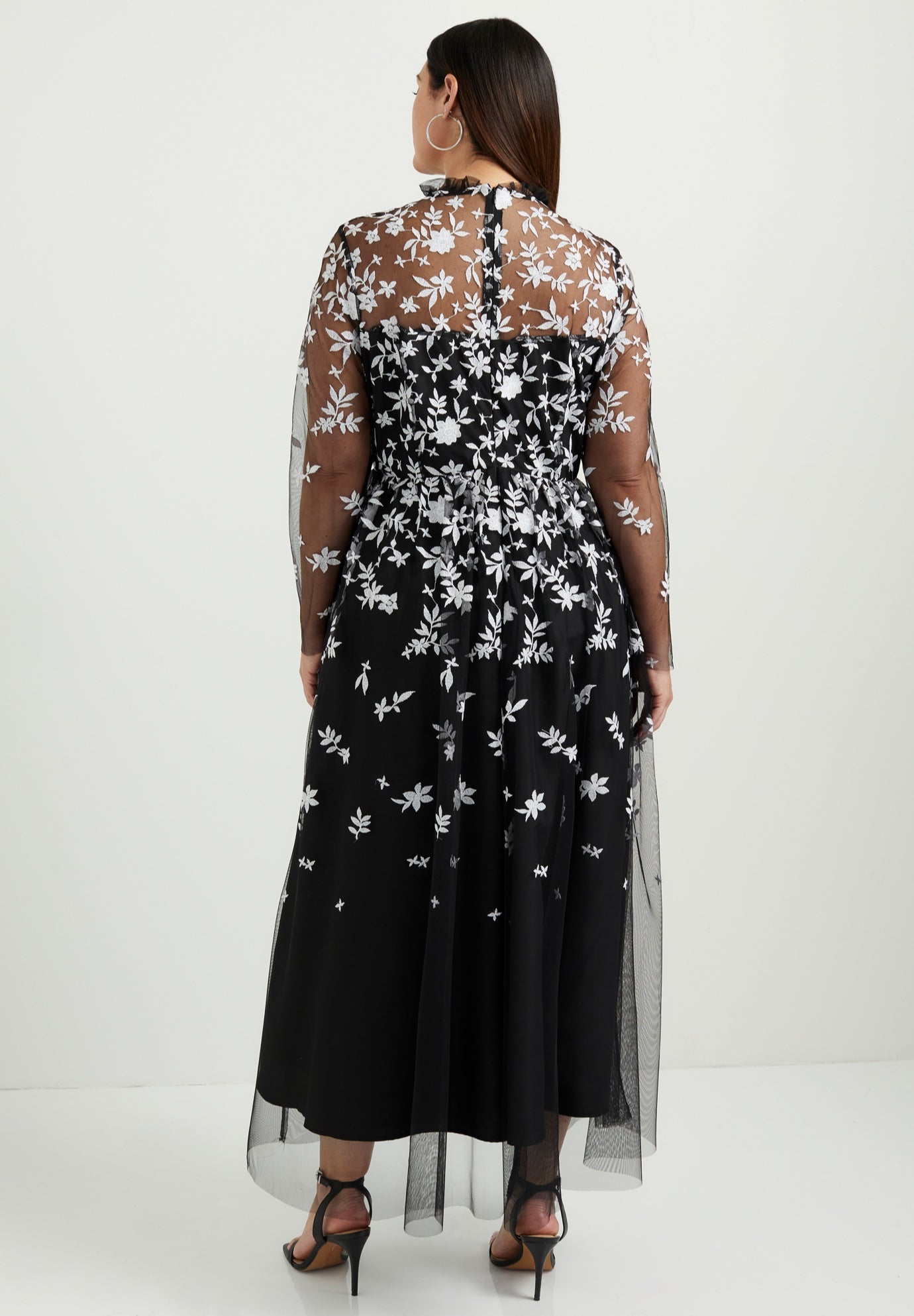 Mesh-Overlay Maxi Dress image number 1