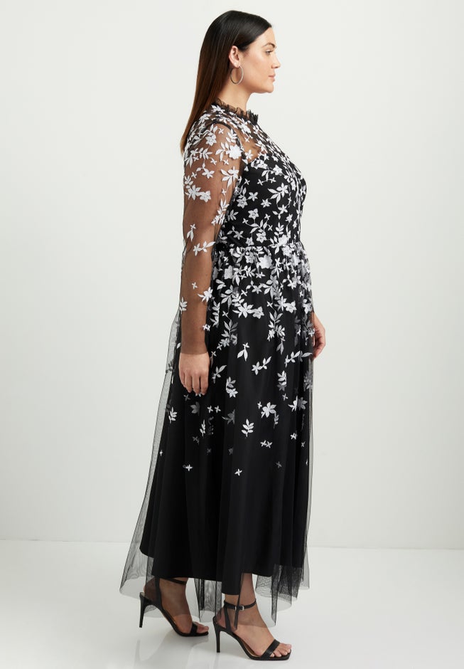 Mesh-Overlay Maxi Dress image number 2