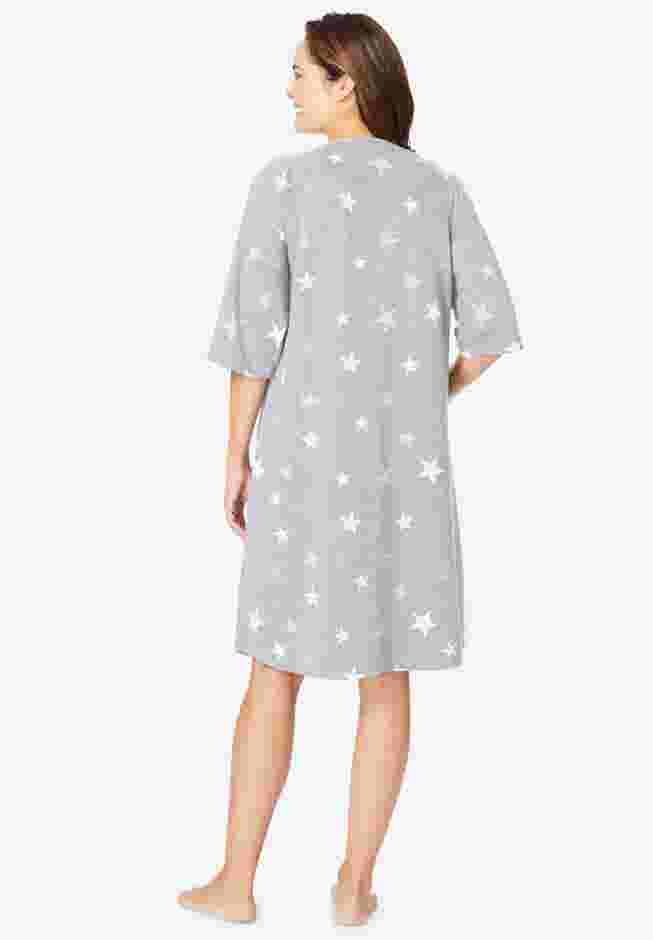 Short French Terry Zip-Front Robe image number 1