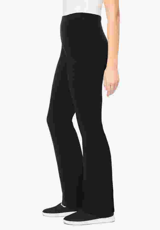 Womens Plus-Size Stretch-Cotton Knit Pull-On Bootcut Pocket Leggings image number 2