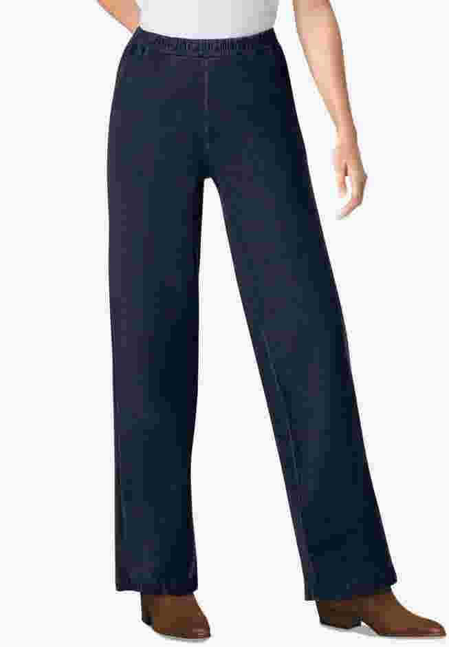 Fineline Stretch Denim Wide-Leg Pull-On Jeans image number 0