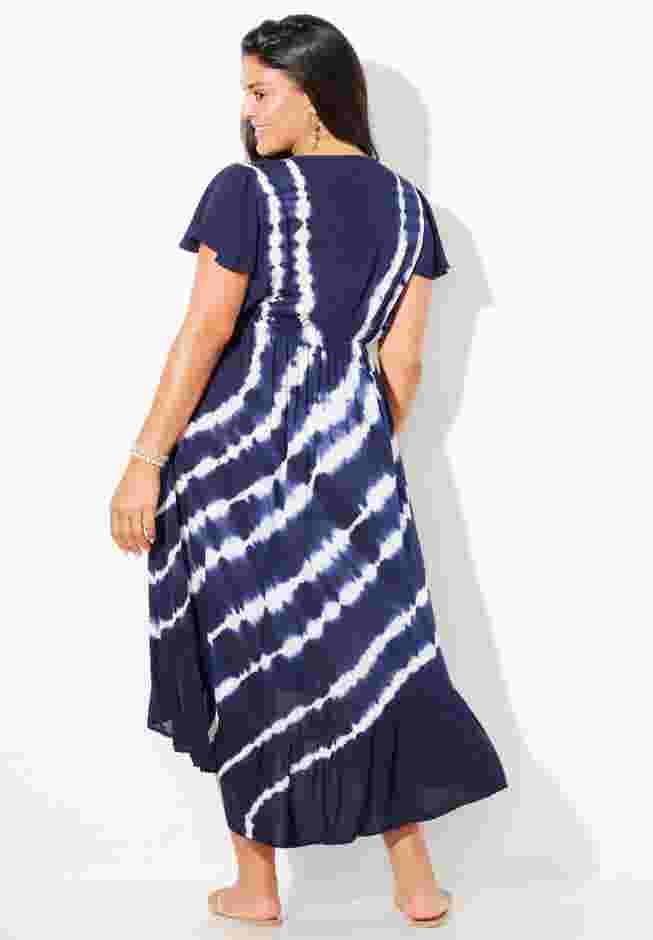 Tie-Dye V-Neck Cover Up Dress image number 1