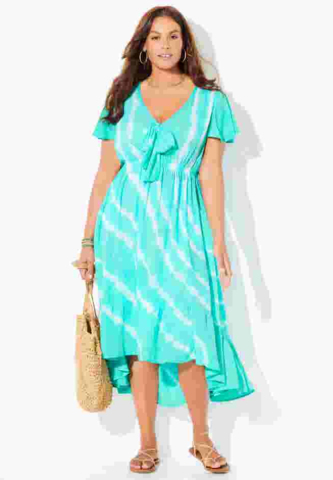 Tie-Dye V-Neck Cover Up Dress image number 2