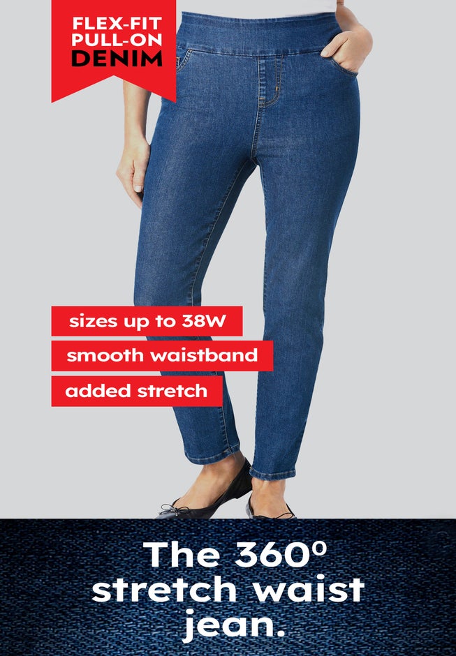 Flex-Fit Slim-Leg Pull-On Gap-Free Stretch-Denim Jeans image number 3